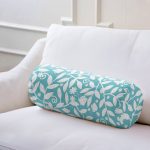 Renkli Zemin Üzerinde Çiçek Desenli Dijital Baskılı Modern İç Dolgulu - Fermuarlı Süet Silindir Yuvarlak Yastık Kırlent Realhomes