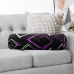 Siyah Zemin Üzerinde Renkli Geometrik Desenli Dijital Baskılı Modern İç Dolgulu - Fermuarlı Süet Berjer Silindir Yastık Kırlent Realhomes