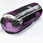 Siyah Zemin Üzerinde Renkli Çizgi Zemin Desenli Dijital Baskılı Modern İç Dolgulu Süet Silindir Yastık Kırlent - Bel Yastığı Realhomes