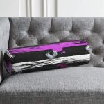 Siyah Zemin Üzerinde Renkli Çizgi Zemin Desenli Dijital Baskılı Modern İç Dolgulu Süet Silindir Yastık Kırlent - Bel Yastığı Realhomes