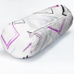 Beyaz Zemin Üzerinde Renkli Modern Desenli Dijital Baskılı Modern İç Dolgulu - Fermuarlı Süet Silindir Daire Yastık Kırlent Realhomes