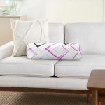 Beyaz Zemin Üzerinde Renkli Modern Desenli Dijital Baskılı Modern İç Dolgulu - Fermuarlı Süet Silindir Daire Yastık Kırlent Realhomes