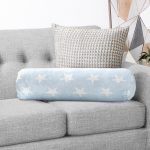 Modern Yıldız Desenli Dijital Baskılı İç Dolgulu - Fermuarlı Süet Silindir Daire Yastık Kırlent Realhomes