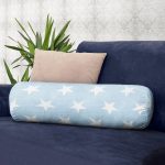 Modern Yıldız Desenli Dijital Baskılı İç Dolgulu - Fermuarlı Süet Silindir Daire Yastık Kırlent Realhomes