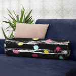 Siyah Zemin Üzerinde Renkli Puantiyeli Desenli Dijital Baskılı Modern İç Dolgulu - Fermuarlı Süet Berjer Silindir Yastık Kırlent Realhomes