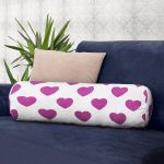 - RealHomes Özel Tasarımlı Dijital Baskılı İç Dolgulu Fermuarlı Silindir Yastık - Realhomes  Kalp Desen Dijital Baskılı İç Dolgulu - Fermuarlı Süet Silindir Daire Yastık Kırlent Realhomes