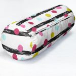 - RealHomes Özel Tasarımlı Dijital Baskılı İç Dolgulu Fermuarlı Silindir Yastık - Realhomes Beyaz Zeminde Modern Siyah Çizgili Renkli Puantiyeli Dijital Baskılı Modern İç Dolgulu - Fermuarlı Süet Silindir Daire Yastık Kırlent Realhomes