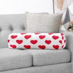 - RealHomes Özel Tasarımlı Dijital Baskılı İç Dolgulu Fermuarlı Silindir Yastık - Realhomes  Kalp Desen Dijital Baskılı İç Dolgulu Süet Silindir Yastık Kırlent - Bel Yastığı Realhomes