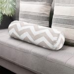 - RealHomes Özel Tasarımlı Dijital Baskılı İç Dolgulu Fermuarlı Silindir Yastık - Realhomes  Vizon Zikzak Desenli Dekoratif İç Dolgulu - Fermuarlı Süet Silindir Yuvarlak Yastık Kırlent Realhomes