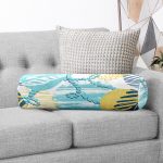 - RealHomes Özel Tasarımlı Dijital Baskılı İç Dolgulu Fermuarlı Silindir Yastık - Realhomes  Beyaz Zeminde Renkli Yaprak Desenli Halat Motifli Dijital Baskılı Modern İç Dolgulu - Fermuarlı Süet Silindir Daire Yastık Kırlent Realhomes