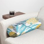 - RealHomes Özel Tasarımlı Dijital Baskılı İç Dolgulu Fermuarlı Silindir Yastık - Realhomes  Beyaz Zeminde Renkli Yaprak Desenli Halat Motifli Dijital Baskılı Modern İç Dolgulu - Fermuarlı Süet Silindir Daire Yastık Kırlent Realhomes