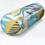 - RealHomes Özel Tasarımlı Dijital Baskılı İç Dolgulu Fermuarlı Silindir Yastık - Realhomes  Beyaz Zeminde Renkli Yaprak Desenli Halat Motifli Dijital Baskılı Modern İç Dolgulu - Fermuarlı Süet Silindir Daire Yastık Kırlent Realhomes