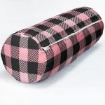 - RealHomes Özel Tasarımlı Dijital Baskılı İç Dolgulu Fermuarlı Silindir Yastık - Realhomes Renkli Pastel Zemin Üzerinde Siyah Ekose Desenli Dijital Baskılı Modern İç Dolgulu Yumuşak Silindir Form Yastık Kırlent Realhomes