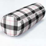 - RealHomes Özel Tasarımlı Dijital Baskılı İç Dolgulu Fermuarlı Silindir Yastık - Realhomes  Beyaz Zemin Üzerinde Siyah Ekose Desenli Dijital Baskılı Modern İç Dolgulu Süet Silindir Yastık Kırlent - Bel Yastığı Realhomes
