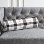 - RealHomes Özel Tasarımlı Dijital Baskılı İç Dolgulu Fermuarlı Silindir Yastık - Realhomes  Beyaz Zemin Üzerinde Siyah Ekose Desenli Dijital Baskılı Modern İç Dolgulu Süet Silindir Yastık Kırlent - Bel Yastığı Realhomes