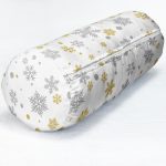 - RealHomes Özel Tasarımlı Dijital Baskılı İç Dolgulu Fermuarlı Silindir Yastık - Realhomes Beyaz Zemin Üzerinde Gold Detaylı Kar tanesi Desenli Dijital Baskılı Modern İç Dolgulu - Fermuarlı Süet Silindir Rulo Yastık Kırlent Realhomes