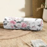 - RealHomes Özel Tasarımlı Dijital Baskılı İç Dolgulu Fermuarlı Silindir Yastık - Realhomes Pembe Beyaz Gül Gri Yapraklar Desenli Dijital Baskılı Modern İç Dolgulu - Fermuarlı Süet Silindir Yuvarlak Yastık Kırlent Realhomes