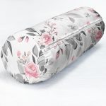 - RealHomes Özel Tasarımlı Dijital Baskılı İç Dolgulu Fermuarlı Silindir Yastık - Realhomes Pembe Beyaz Gül Gri Yapraklar Desenli Dijital Baskılı Modern İç Dolgulu - Fermuarlı Süet Silindir Yuvarlak Yastık Kırlent Realhomes