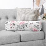 - RealHomes Özel Tasarımlı Dijital Baskılı İç Dolgulu Fermuarlı Silindir Yastık - Realhomes Pembe Beyaz Gül Gri Yapraklar Desenli Dijital Baskılı Modern İç Dolgulu - Fermuarlı Süet Silindir Yuvarlak Yastık Kırlent Realhomes