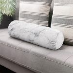 - RealHomes Özel Tasarımlı Dijital Baskılı İç Dolgulu Fermuarlı Silindir Yastık - Realhomes Beyaz Zemin Üzerinde Siyah Mermer Desenli Dijital Baskılı Modern İç Dolgulu Süet Silindir Yastık Kırlent - Bel Yastığı Realhomes