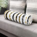 - RealHomes Özel Tasarımlı Dijital Baskılı İç Dolgulu Fermuarlı Silindir Yastık - Realhomes  Beyaz Zemin Üzerinde Gold Çizgili Dijital Baskılı Modern İç Dolgulu - Fermuarlı Süet Silindir Daire Yastık Kırlent Realhomes