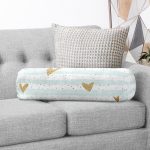 - RealHomes Özel Tasarımlı Dijital Baskılı İç Dolgulu Fermuarlı Silindir Yastık - Realhomes  Beyaz Zeminde Renkli Çizgili Gold Detaylı Kalp Desenli Dijital Baskılı Modern İç Dolgulu Fermuarlı Çok Amaçlı Silindir Yastık Kırlent Realhomes