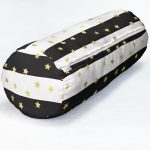 - RealHomes Özel Tasarımlı Dijital Baskılı İç Dolgulu Fermuarlı Silindir Yastık - Realhomes  Beyaz Zemin Üzerinde Gold Detaylı Yıldız Desenli Dijital Baskılı Modern İç Dolgulu - Fermuarlı Süet Silindir Rulo Yastık Kırlent Realhomes