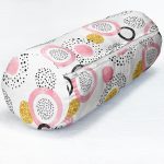 Beyaz Zeminde Gold Detaylı Renkli Puantiye Desenli Dijital Baskılı Modern İç Dolgulu - Fermuarlı Süet Silindir Rulo Yastık Kırlent Realhomes