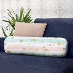 - RealHomes Özel Tasarımlı Dijital Baskılı İç Dolgulu Fermuarlı Silindir Yastık - Realhomes Beyaz Zeminde Renkli Yatay Çizgili Gold Detaylı Kar tanesi Dijital Baskılı Modern İç Dolgulu Fermuarlı Çok Amaçlı Silindir Yastık Kırlent Realhomes