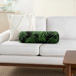 - RealHomes Özel Tasarımlı Dijital Baskılı İç Dolgulu Fermuarlı Silindir Yastık - Realhomes Siyah Zemin Üzerinde Yeşil Yaprak Desenli Dijital Baskılı Modern İç Dolgulu - Fermuarlı Süet Silindir Yuvarlak Yastık Kırlent Realhomes