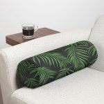 - RealHomes Özel Tasarımlı Dijital Baskılı İç Dolgulu Fermuarlı Silindir Yastık - Realhomes Siyah Zemin Üzerinde Yeşil Yaprak Desenli Dijital Baskılı Modern İç Dolgulu - Fermuarlı Süet Silindir Yuvarlak Yastık Kırlent Realhomes