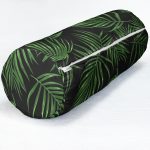 - RealHomes Özel Tasarımlı Dijital Baskılı İç Dolgulu Fermuarlı Silindir Yastık - Realhomes Siyah Zemin Üzerinde Yeşil Yaprak Desenli Dijital Baskılı Modern İç Dolgulu - Fermuarlı Süet Silindir Yuvarlak Yastık Kırlent Realhomes