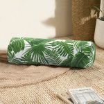 - RealHomes Özel Tasarımlı Dijital Baskılı İç Dolgulu Fermuarlı Silindir Yastık - Realhomes Beyaz Zemin Üzerinde Yeşil Yaprak Desenli Dijital Baskılı Modern İç Dolgulu - Fermuarlı Süet Silindir Daire Yastık Kırlent Realhomes