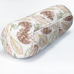 - RealHomes Özel Tasarımlı Dijital Baskılı İç Dolgulu Fermuarlı Silindir Yastık - Realhomes Beyaz Zemin Üzerinde Sonbahar Yapraklı Kozalak Desenli Dijital Baskılı Modern İç Dolgulu Yumuşak Silindir Form Yastık Kırlent Realhomes