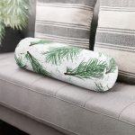 - RealHomes Özel Tasarımlı Dijital Baskılı İç Dolgulu Fermuarlı Silindir Yastık - Realhomes Beyaz Zemin Üzerinde Yeşil Yaprak Desenli Dijital Baskılı Modern İç Dolgulu Fermuarlı Çok Amaçlı Silindir Yastık Kırlent Realhomes