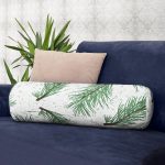 - RealHomes Özel Tasarımlı Dijital Baskılı İç Dolgulu Fermuarlı Silindir Yastık - Realhomes Beyaz Zemin Üzerinde Yeşil Yaprak Desenli Dijital Baskılı Modern İç Dolgulu Fermuarlı Çok Amaçlı Silindir Yastık Kırlent Realhomes