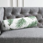 - RealHomes Özel Tasarımlı Dijital Baskılı İç Dolgulu Fermuarlı Silindir Yastık - Realhomes Beyaz Zemin Üzerinde Yeşil Yaprak Desenli Dijital Baskılı Modern İç Dolgulu Fermuarlı Çok Amaçlı Silindir Yastık Kırlent Realhomes