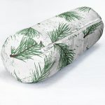 - RealHomes Özel Tasarımlı Dijital Baskılı İç Dolgulu Fermuarlı Silindir Yastık - Realhomes Beyaz Zemin Üzerinde Yeşil Yaprak Desenli Dijital Baskılı Modern İç Dolgulu Fermuarlı Çok Amaçlı Silindir Yastık Kırlent Realhomes