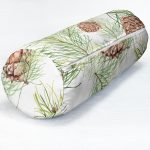 - RealHomes Özel Tasarımlı Dijital Baskılı İç Dolgulu Fermuarlı Silindir Yastık - Realhomes  Beyaz Zemin Üzerinde İnce Yaprak Desenli Kozalak Dijital Baskılı Modern İç Dolgulu - Fermuarlı Süet Silindir Daire Yastık Kırlent Realhomes