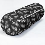 - RealHomes Özel Tasarımlı Dijital Baskılı İç Dolgulu Fermuarlı Silindir Yastık - Realhomes Siyah Zemin Üzerinde Beyaz Yaprak Desenli Dijital Baskılı Modern İç Dolgulu - Fermuarlı Süet Silindir Daire Yastık Kırlent Realhomes