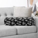 - RealHomes Özel Tasarımlı Dijital Baskılı İç Dolgulu Fermuarlı Silindir Yastık - Realhomes Siyah Zemin Üzerinde Beyaz Yaprak Desenli Dijital Baskılı Modern İç Dolgulu - Fermuarlı Süet Silindir Daire Yastık Kırlent Realhomes