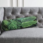 - RealHomes Özel Tasarımlı Dijital Baskılı İç Dolgulu Fermuarlı Silindir Yastık - Realhomes  Siyah Zemin Üzerinde Yeşil Yaprak Desenli Dijital Baskılı Modern İç Dolgulu - Fermuarlı Süet Silindir Yuvarlak Yastık Kırlent Realhomes