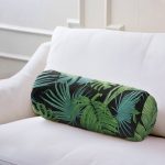 - RealHomes Özel Tasarımlı Dijital Baskılı İç Dolgulu Fermuarlı Silindir Yastık - Realhomes  Siyah Zemin Üzerinde Yeşil Yaprak Desenli Dijital Baskılı Modern İç Dolgulu - Fermuarlı Süet Silindir Rulo Yastık Kırlent Realhomes