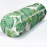 - RealHomes Özel Tasarımlı Dijital Baskılı İç Dolgulu Fermuarlı Silindir Yastık - Realhomes Beyaz Zemin Üzerinde Yeşil Yaprak Desenli Dijital Baskılı Modern İç Dolgulu - Fermuarlı Süet Berjer Silindir Yastık Kırlent Realhomes