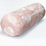 - RealHomes Özel Tasarımlı Dijital Baskılı İç Dolgulu Fermuarlı Silindir Yastık - Realhomes Pastel Zemin Üzerinde Beyaz Yaprak Desenli Dijital Baskılı Modern İç Dolgulu Yumuşak Silindir Form Yastık Kırlent Realhomes