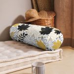 - RealHomes Özel Tasarımlı Dijital Baskılı İç Dolgulu Fermuarlı Silindir Yastık - Realhomes Beyaz Zeminde Gold Detaylı Sonbahar Yaprak Desenli Dijital Baskılı Modern İç Dolgulu - Fermuarlı Süet Silindir Rulo Yastık Kırlent Realhomes