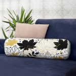 - RealHomes Özel Tasarımlı Dijital Baskılı İç Dolgulu Fermuarlı Silindir Yastık - Realhomes Beyaz Zeminde Gold Detaylı Sonbahar Yaprak Desenli Dijital Baskılı Modern İç Dolgulu - Fermuarlı Süet Silindir Rulo Yastık Kırlent Realhomes