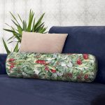 - RealHomes Özel Tasarımlı Dijital Baskılı İç Dolgulu Fermuarlı Silindir Yastık - Realhomes Beyaz Zemin Üzerinde Yaprak Desenli Kiraz Motifli Dijital Baskılı Modern İç Dolgulu Fermuarlı Çok Amaçlı Silindir Yastık Kırlent Realhomes