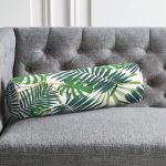 - RealHomes Özel Tasarımlı Dijital Baskılı İç Dolgulu Fermuarlı Silindir Yastık - Realhomes Beyaz Zemin Üzerinde Yeşil Yaprak Desenli Dijital Baskılı Modern İç Dolgulu Fermuarlı Çok Amaçlı Silindir Yastık Kırlent Realhomes
