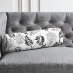 - RealHomes Özel Tasarımlı Dijital Baskılı İç Dolgulu Fermuarlı Silindir Yastık - Realhomes Beyaz Zemin Üzerinde Siyah Yaprak Desenli Dijital Baskılı Modern İç Dolgulu - Fermuarlı Süet Berjer Silindir Yastık Kırlent Realhomes